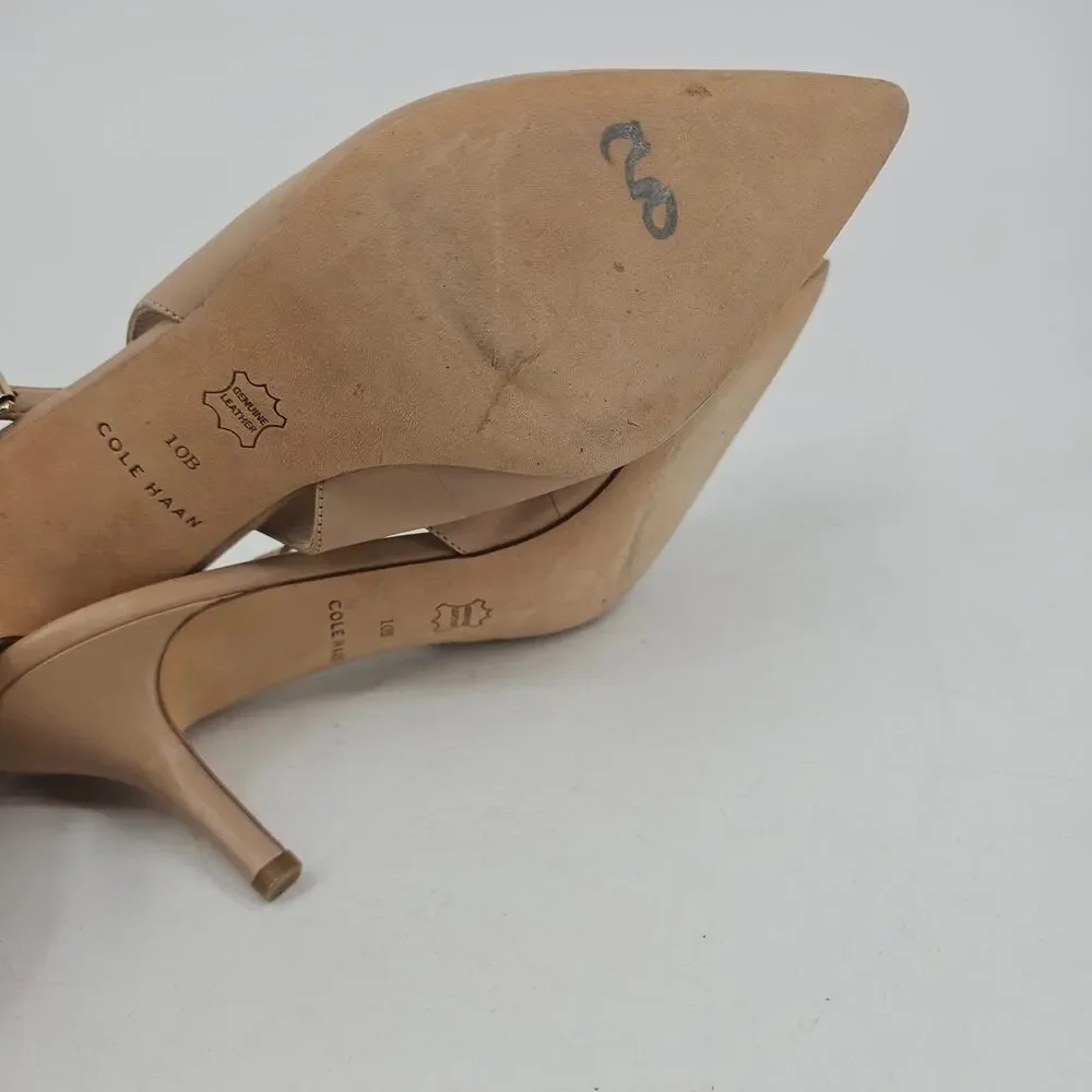 Cole Haan Nude Leather Slingback Heels Size 10 B Old Money Minimalist Corpcore
